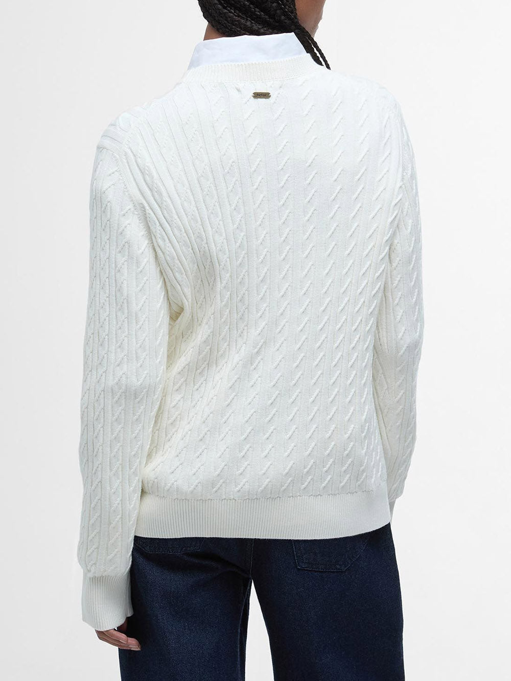 Maglione Barbour Hartland Crew Knitted da Donna - Bianco