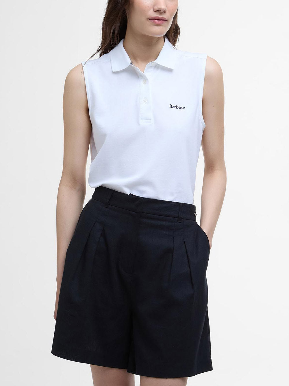 Polo Barbour Bowford Sleeveless da Donna - Bianco
