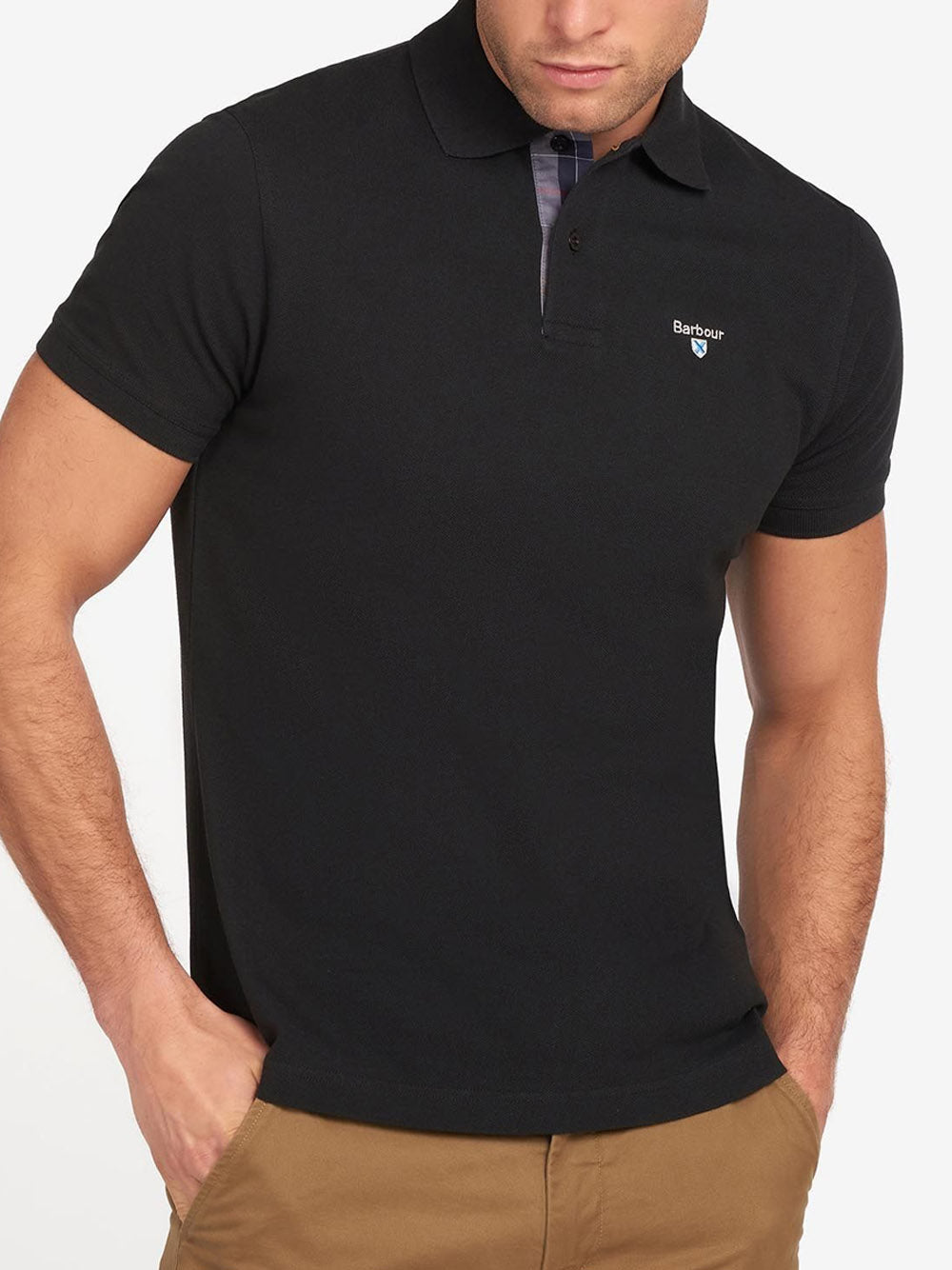 Polo Barbour Tartan Pique da Uomo - Nero