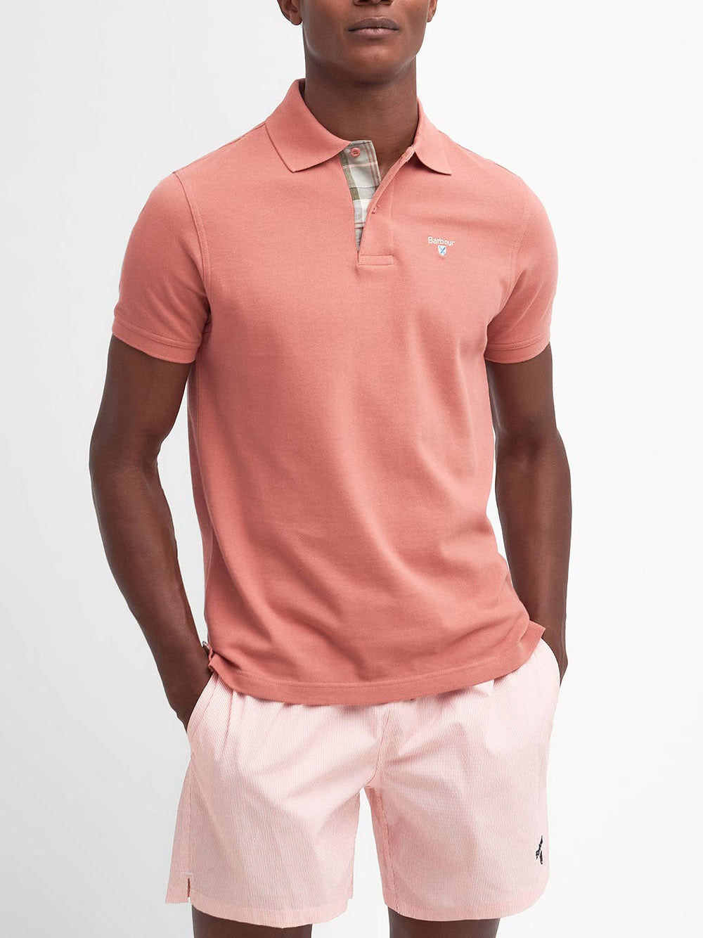 Polo Barbour Tartan Pique da Uomo - Rosa