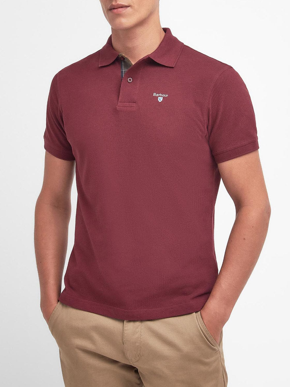Polo Barbour Tartan Pique da Uomo - Bordeaux