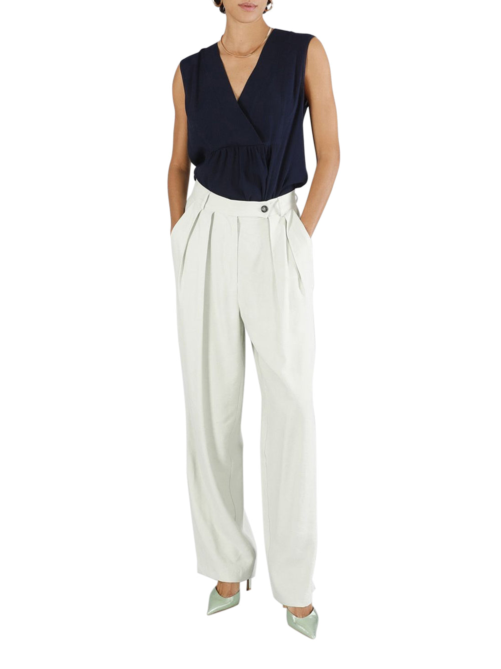 Pantalone Palazzo con Pinces CafèNoir da Donna - Verde