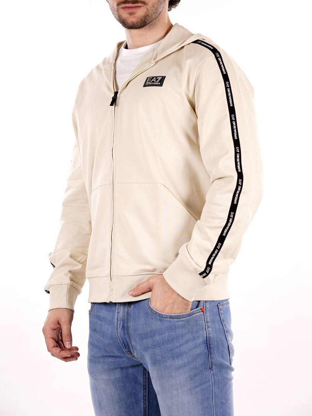 Felpa Zip Ea7 da Uomo - Avorio