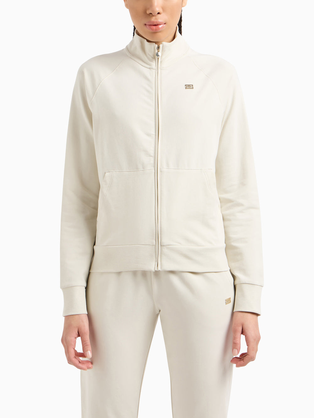 Felpa Zip Ea7 da Donna - Avorio