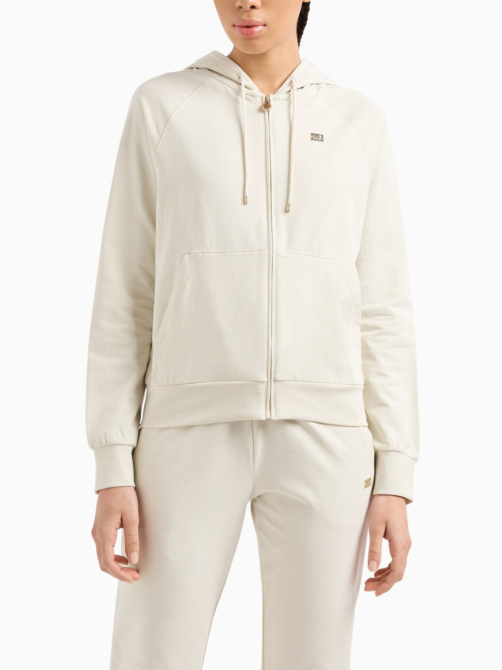 Felpa Zip Ea7 da Donna - Avorio