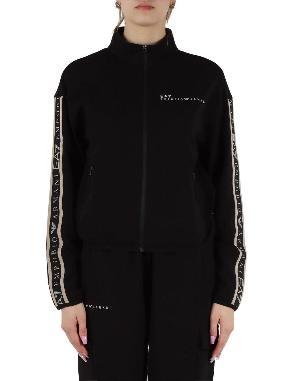 Felpa Zip Ea7 da Donna - Nero