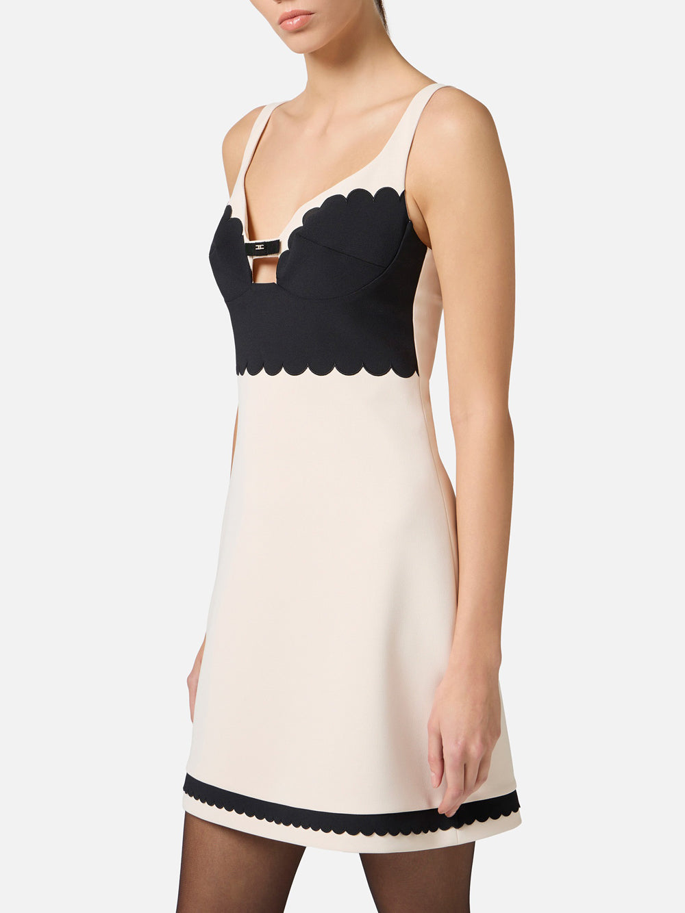 Vestito Mini Elisabetta Franchi da Donna - Burro Nero Avorio