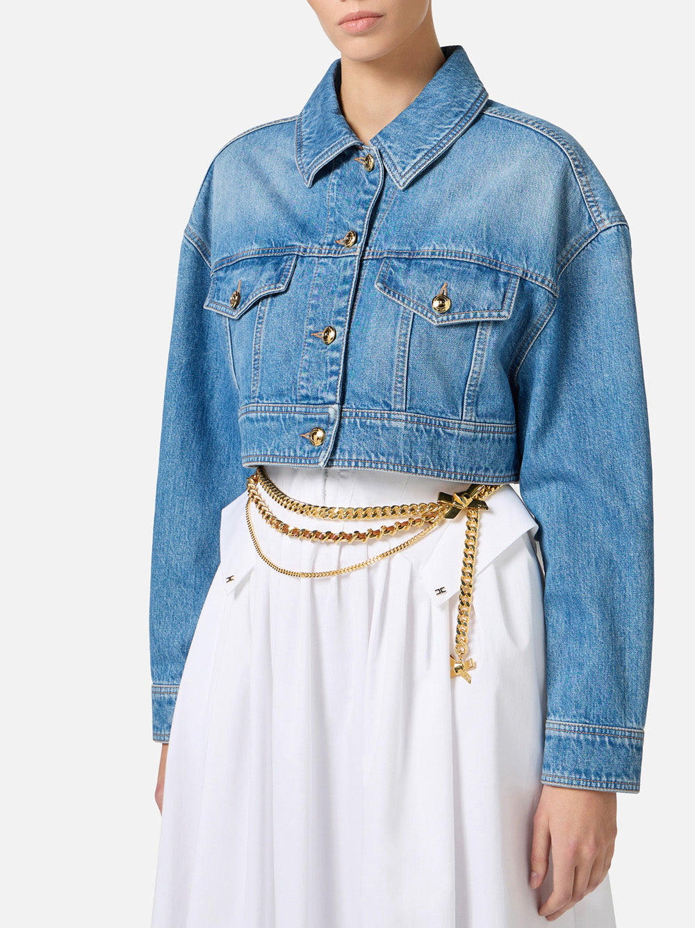 Giubbino di Jeans Elisabetta Franchi da Donna - Celeste Denim
