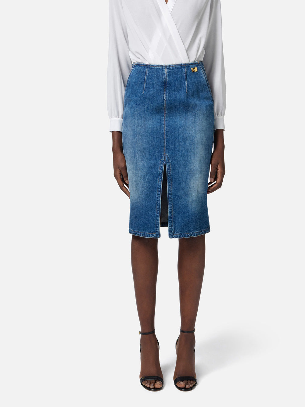 Gonna Midi Jeans Elisabetta Franchi da Donna - Denim