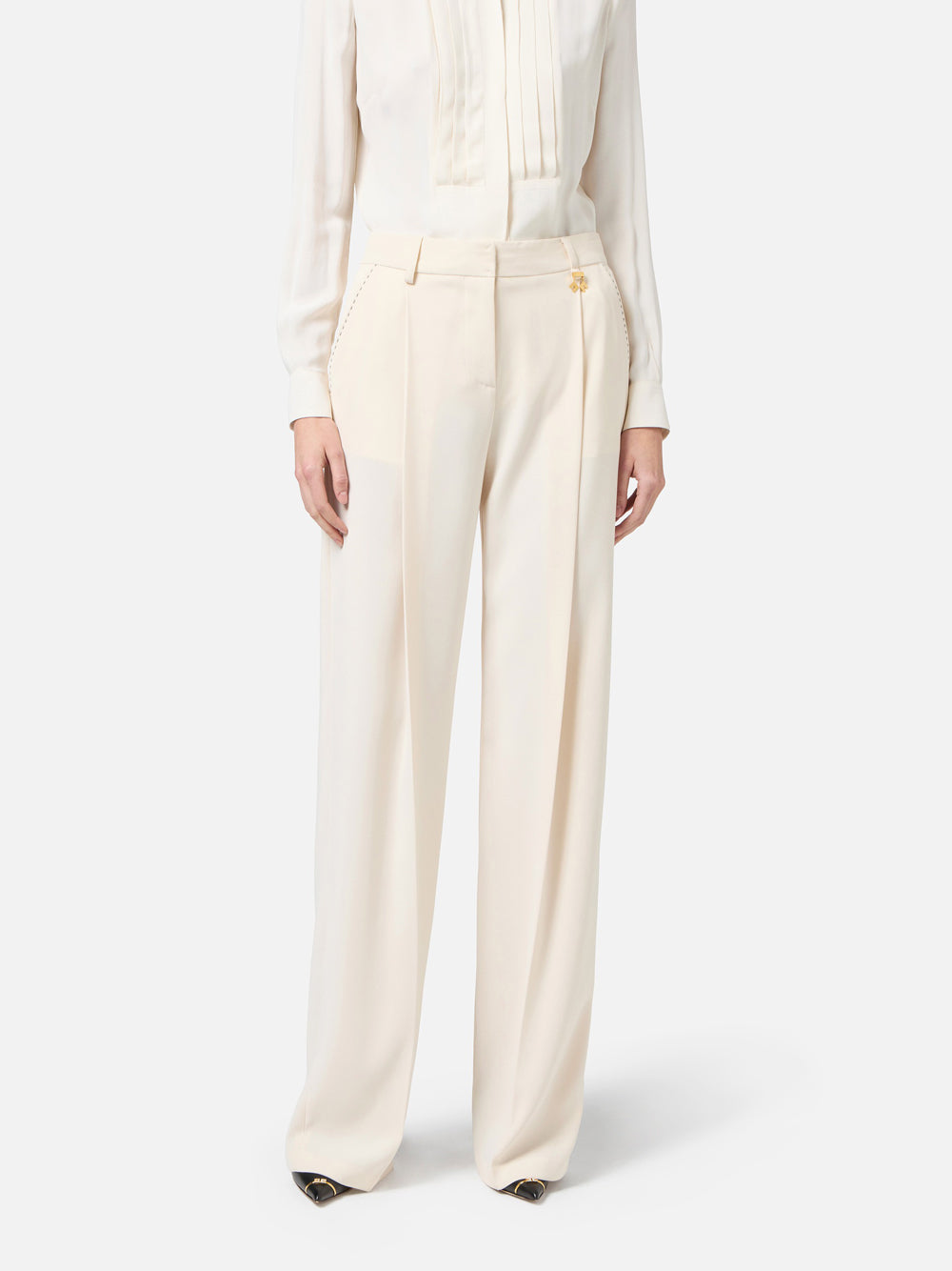 Pantalone Palazzo Elisabetta Franchi da Donna - Avorio