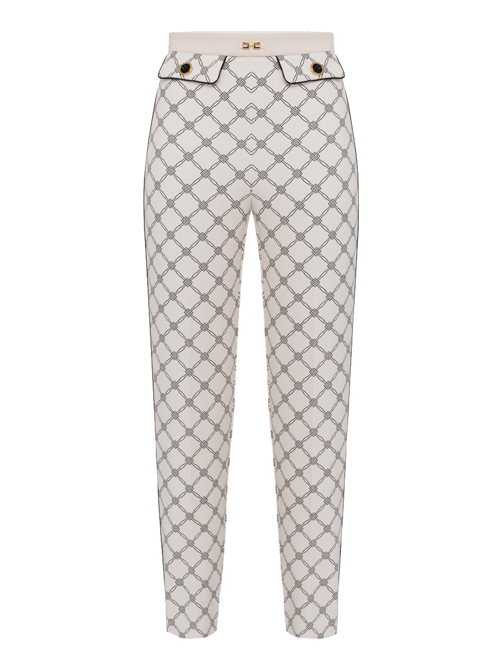Pantalone Slim Elisabetta Franchi da Donna - Burro Nero Avorio