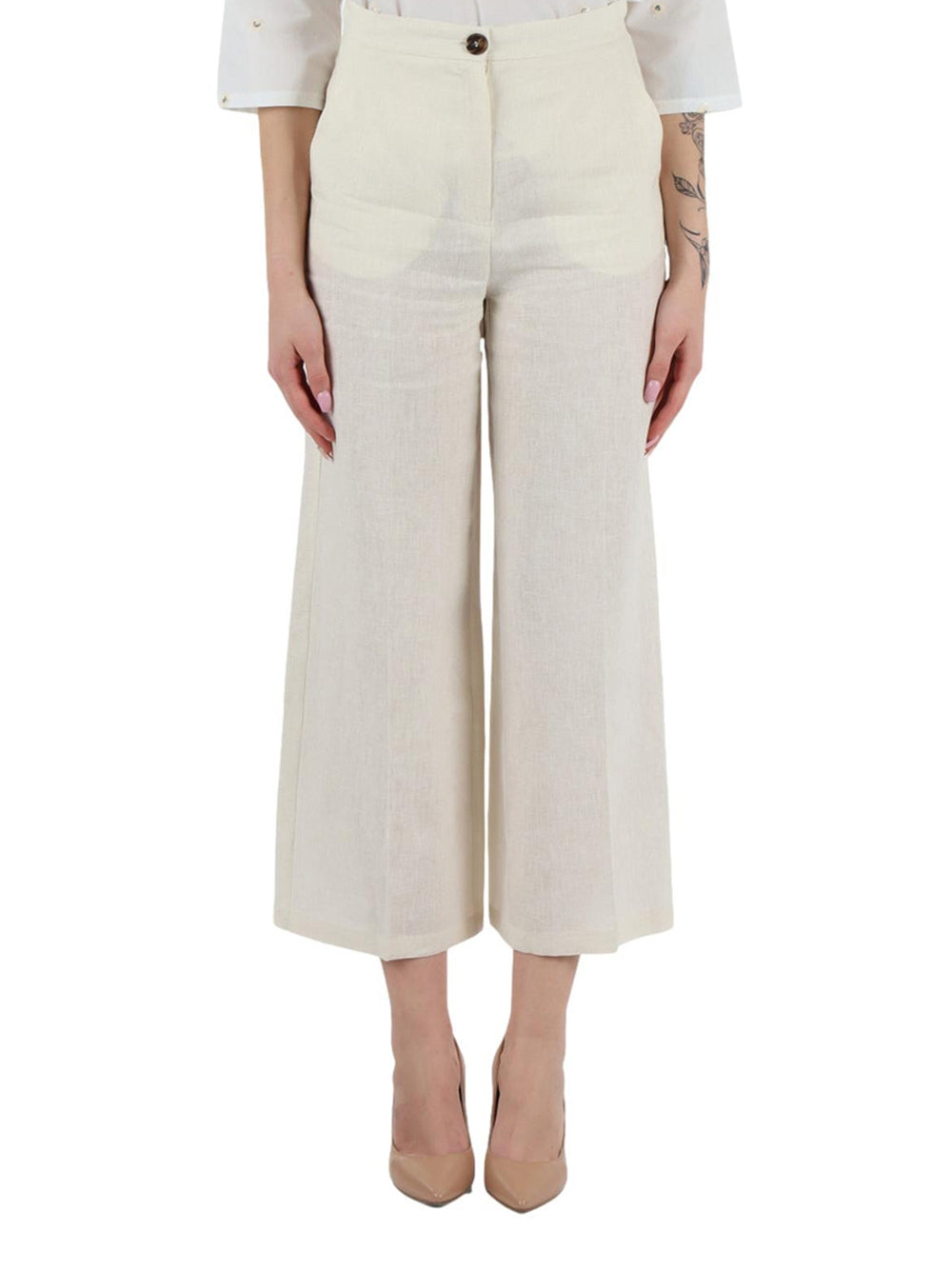 Pantalone Palazzo Emme Marella Silvana da Donna - Bianco