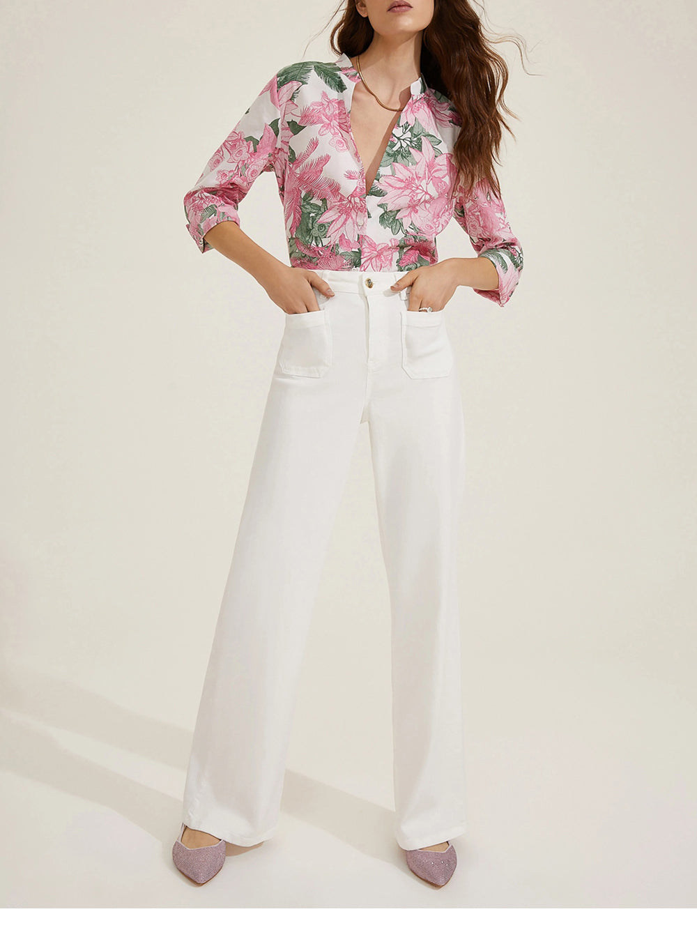 Pantalone Palazzo Emme Marella Samovar da Donna - Bianco