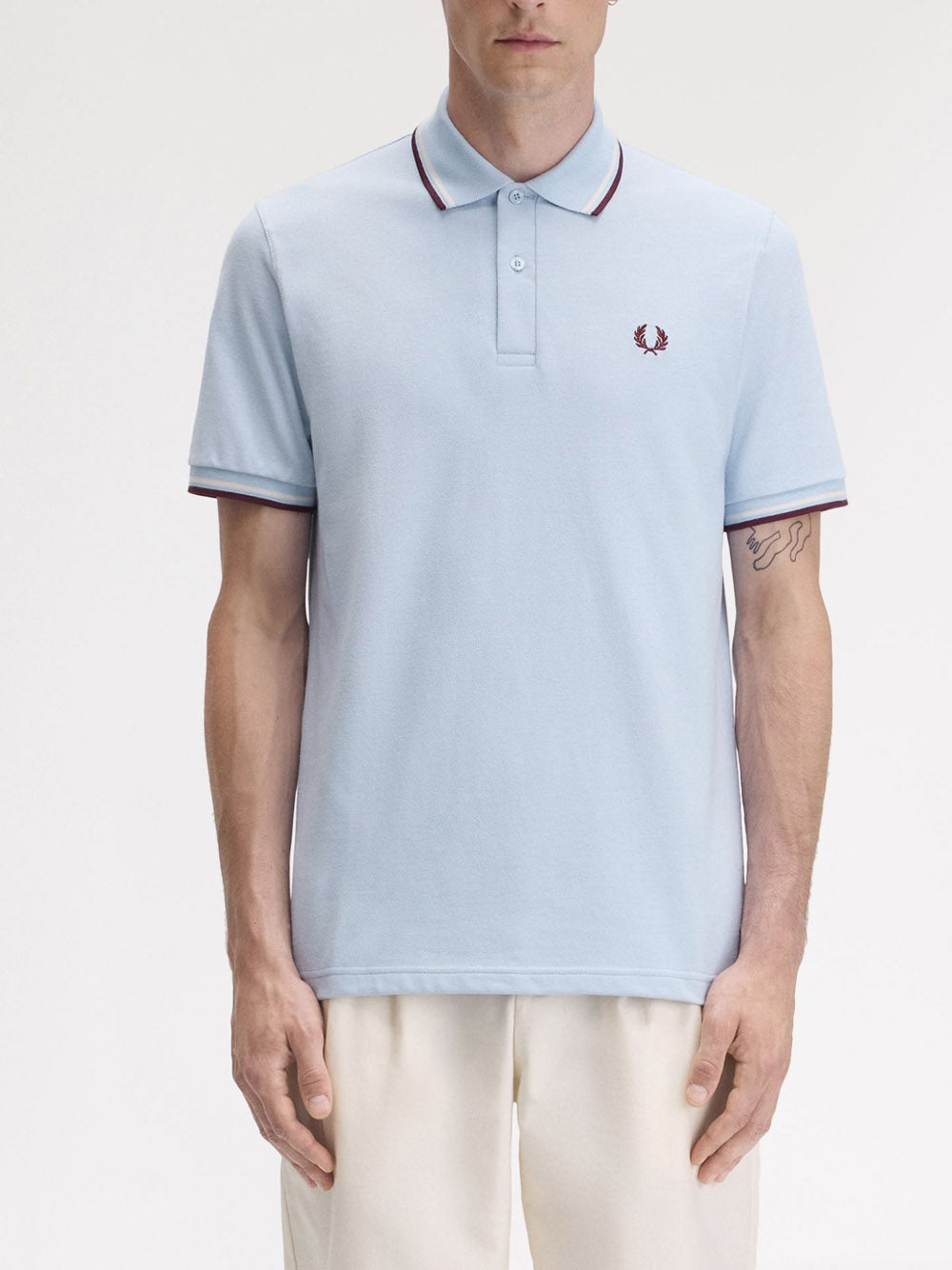 Polo Fred Perry Twin Tipped da Uomo - Celeste