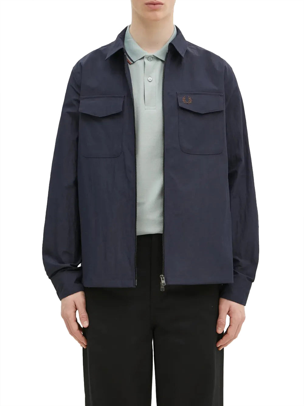 Giubbino Fred Perry Zip Through Overshirt da Uomo - Blu