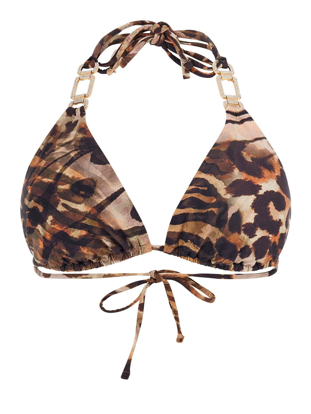 Bikini Pezzo Sopra Guess Triangle da Donna - Maculato Marrone