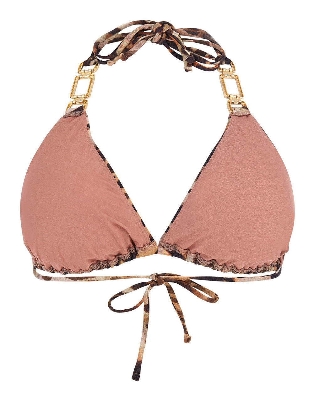 Bikini Pezzo Sopra Guess Triangle da Donna - Maculato Marrone