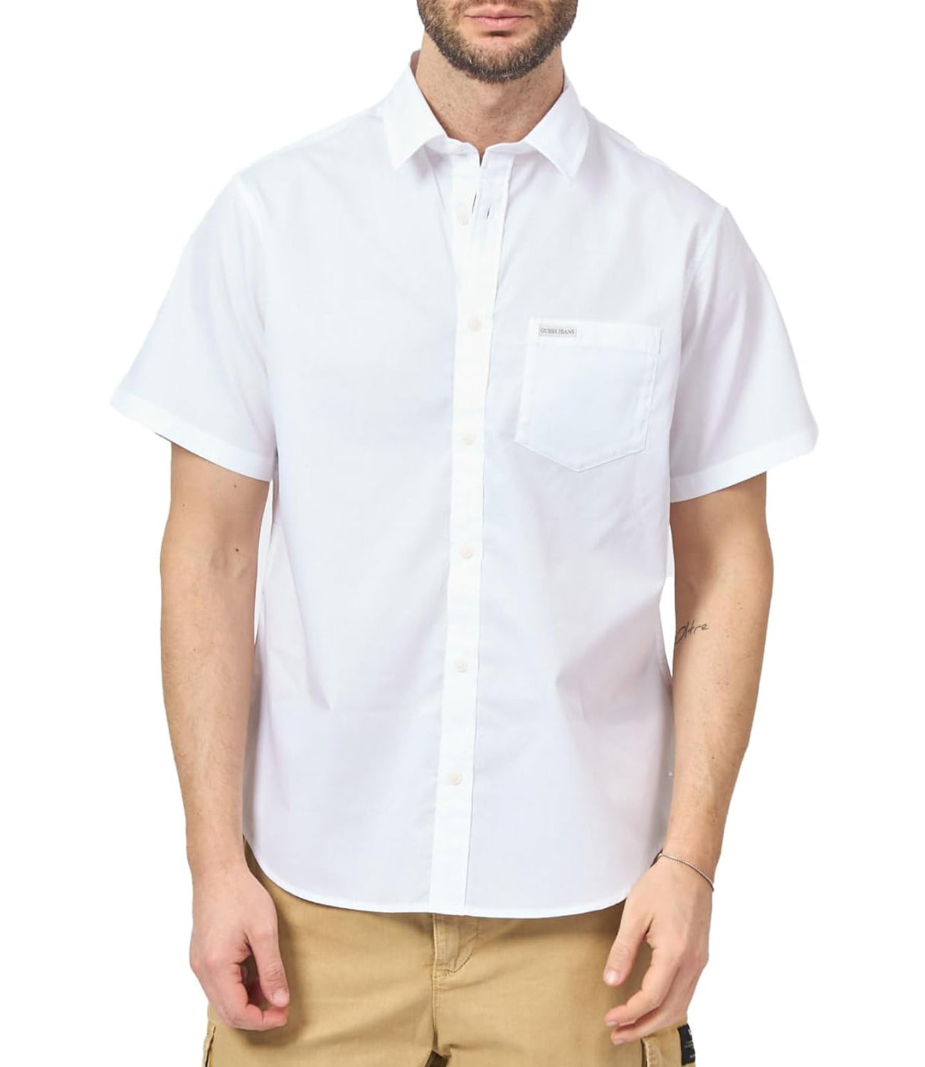 GUESS JEANS Camicia m/c Uomo Mod. M5GH16 WH7P1 G011 Bianco
