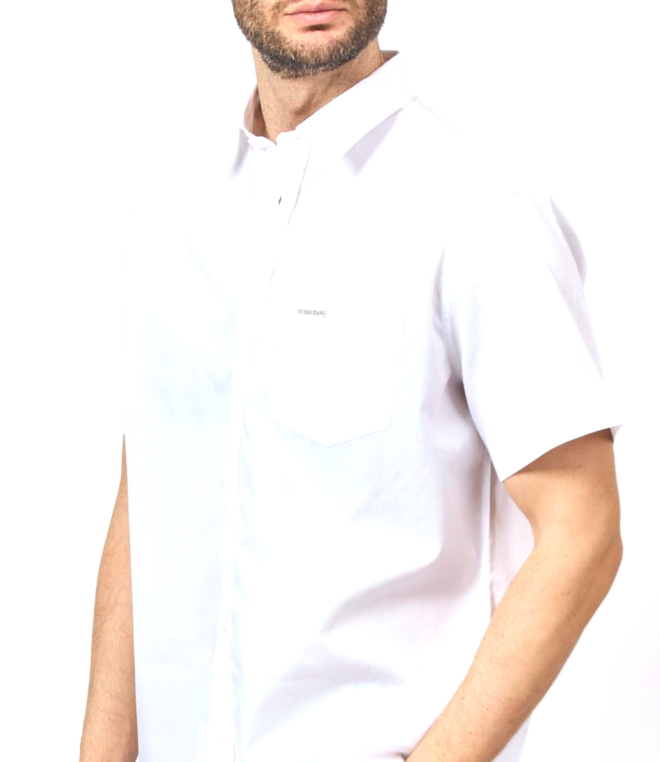 GUESS JEANS Camicia m/c Uomo Mod. M5GH16 WH7P1 G011 Bianco