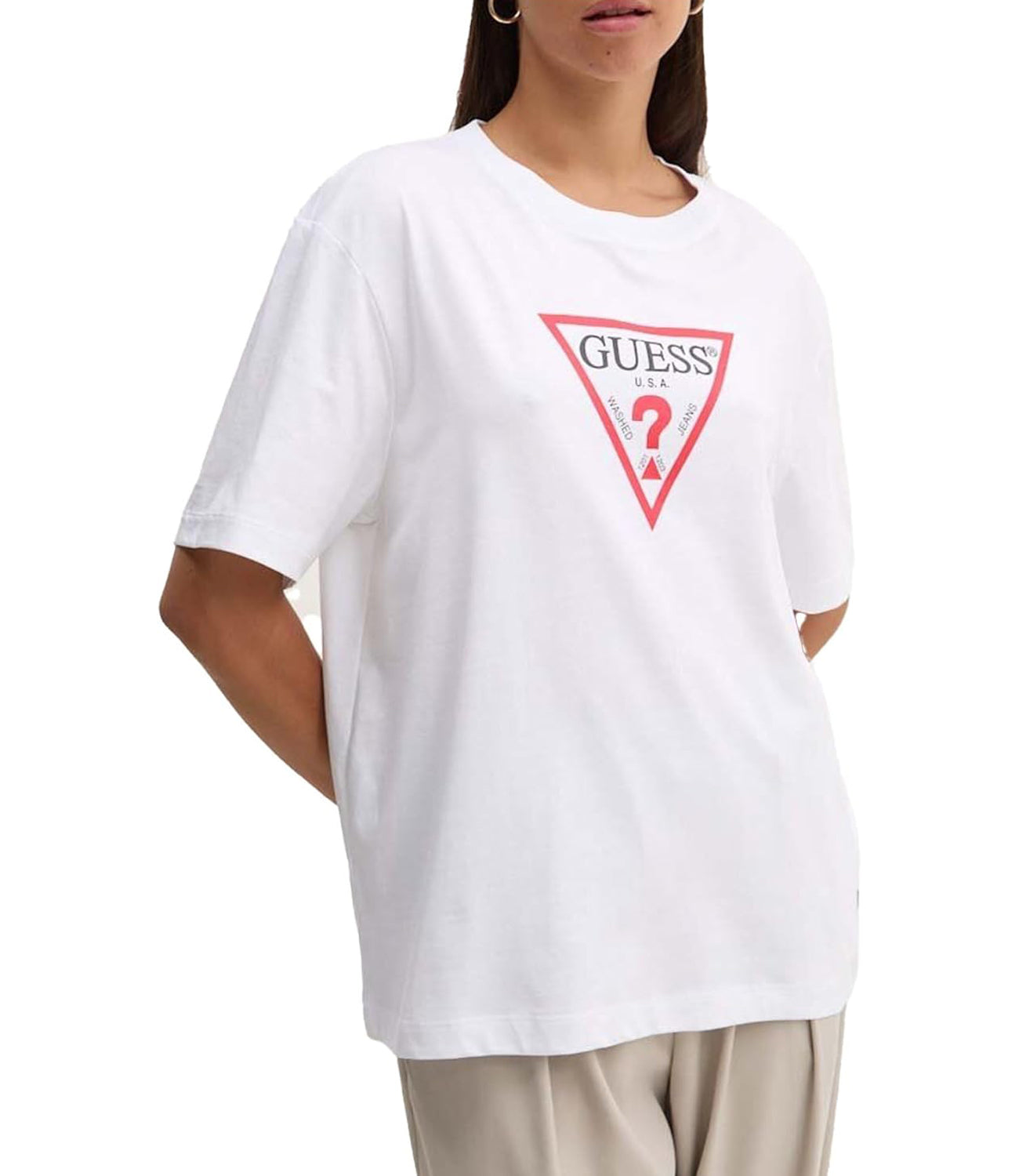GUESS JEANS T-shirt Donna Mod. W4YI76 K8KM0 G011 Bianco
