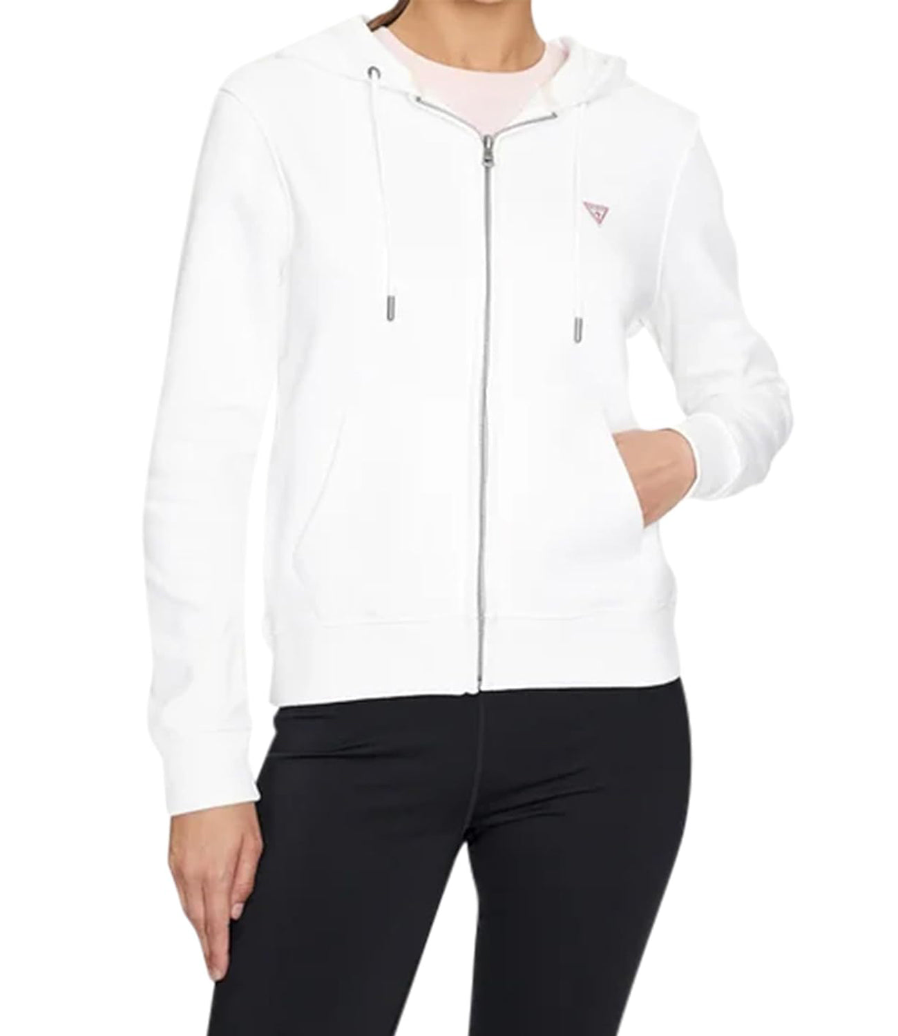 GUESS JEANS Felpa Zip Donna Mod. W4YQ03 KC811 G011 Bianco