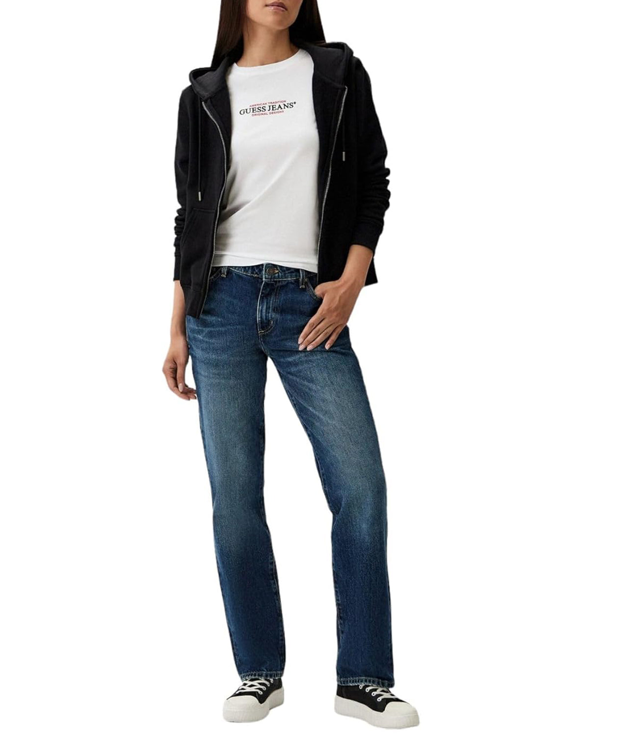 GUESS JEANS Felpa Zip Donna Mod. W4YQ03 KC811 JBLK Nero