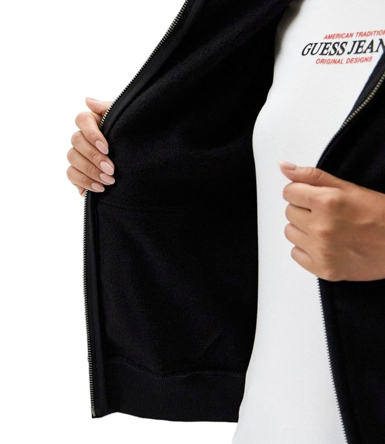 GUESS JEANS Felpa Zip Donna Mod. W4YQ03 KC811 JBLK Nero