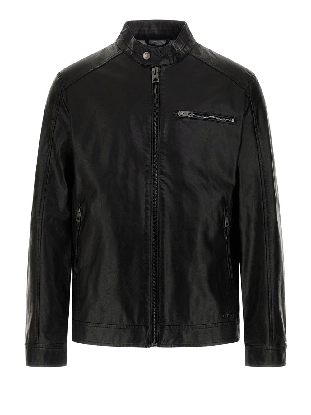 Giubbino di Pelle Guess Pu Leather Biker da Uomo - Nero