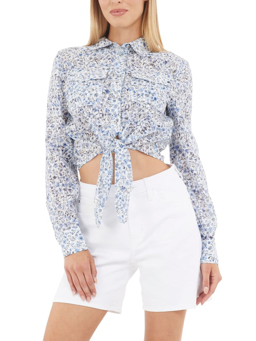 Camicia Fantasia Guess Adelaide Bow da Donna - Floreale Multicolore