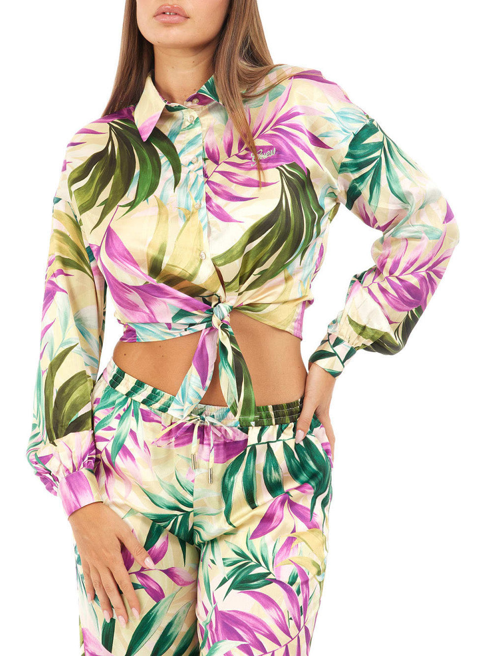 Camicia Casual Guess Bowed Jun da Donna - Floreale Multicolore