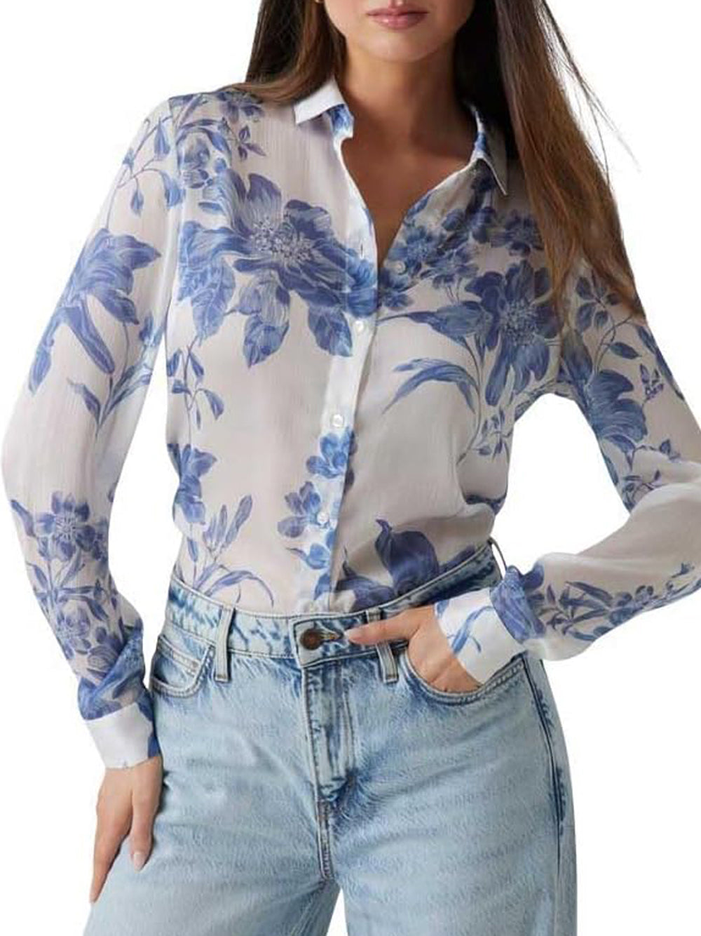 Guess Camicia Manica Lunga Donna Mod. W5GH59 WDW82 P7WQ Fantasia Multicolore