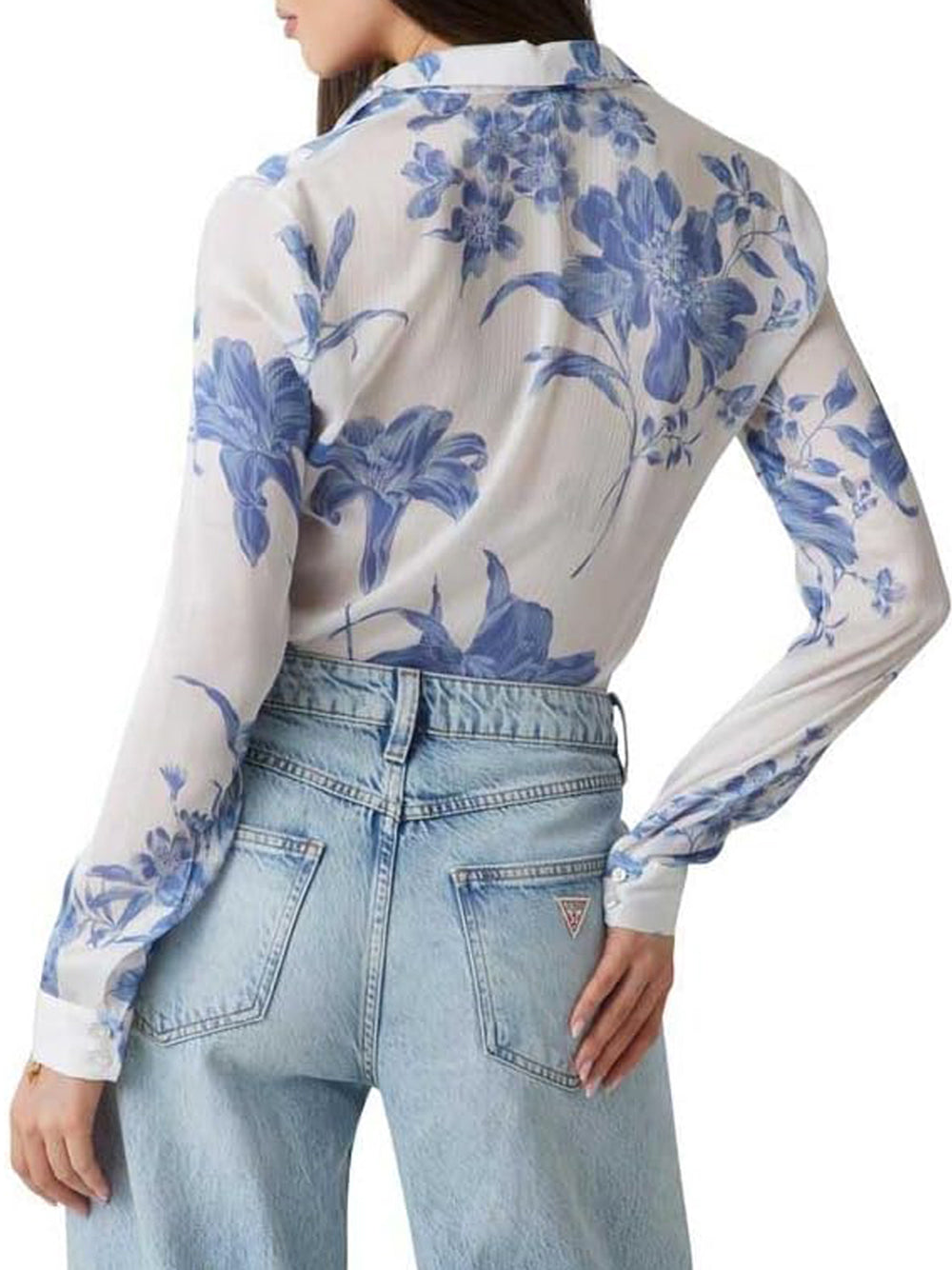 Guess Camicia Manica Lunga Donna Mod. W5GH59 WDW82 P7WQ Fantasia Multicolore