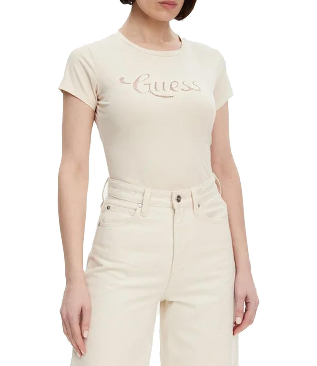 Guess T-shirt Donna Mod. W5GI47 KA01Q1 A60P Panna Avorio