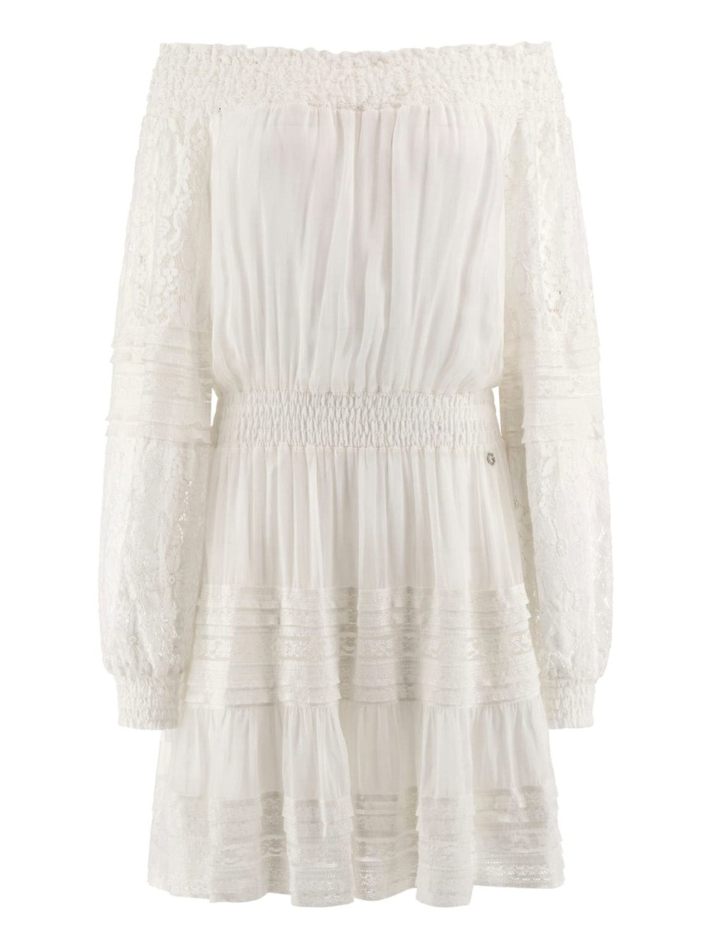 Vestito Mini Guess Audrey Off Shoulder da Donna - Bianco