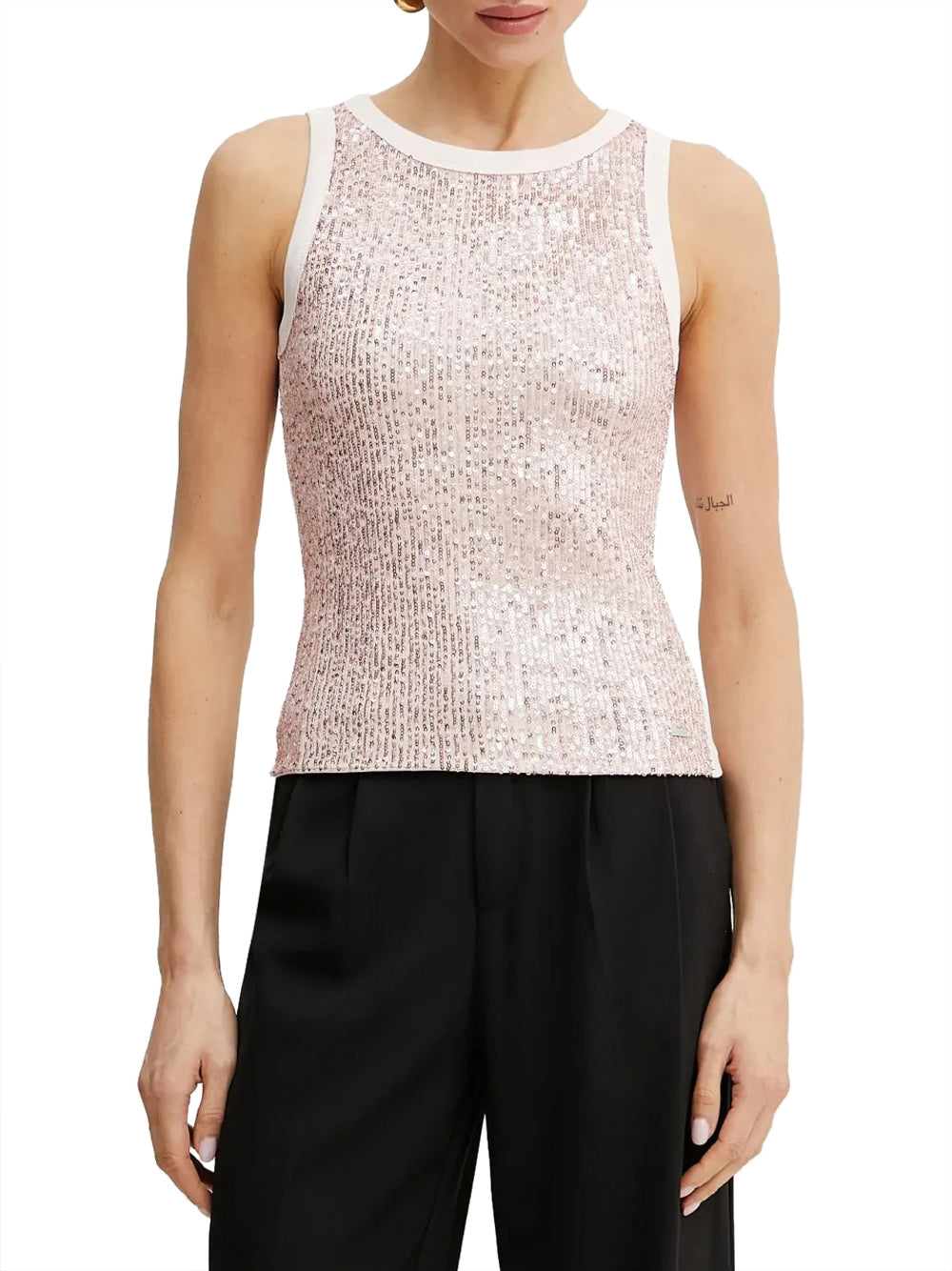 Canotta Guess Alexia Sequins da Donna - Rosa
