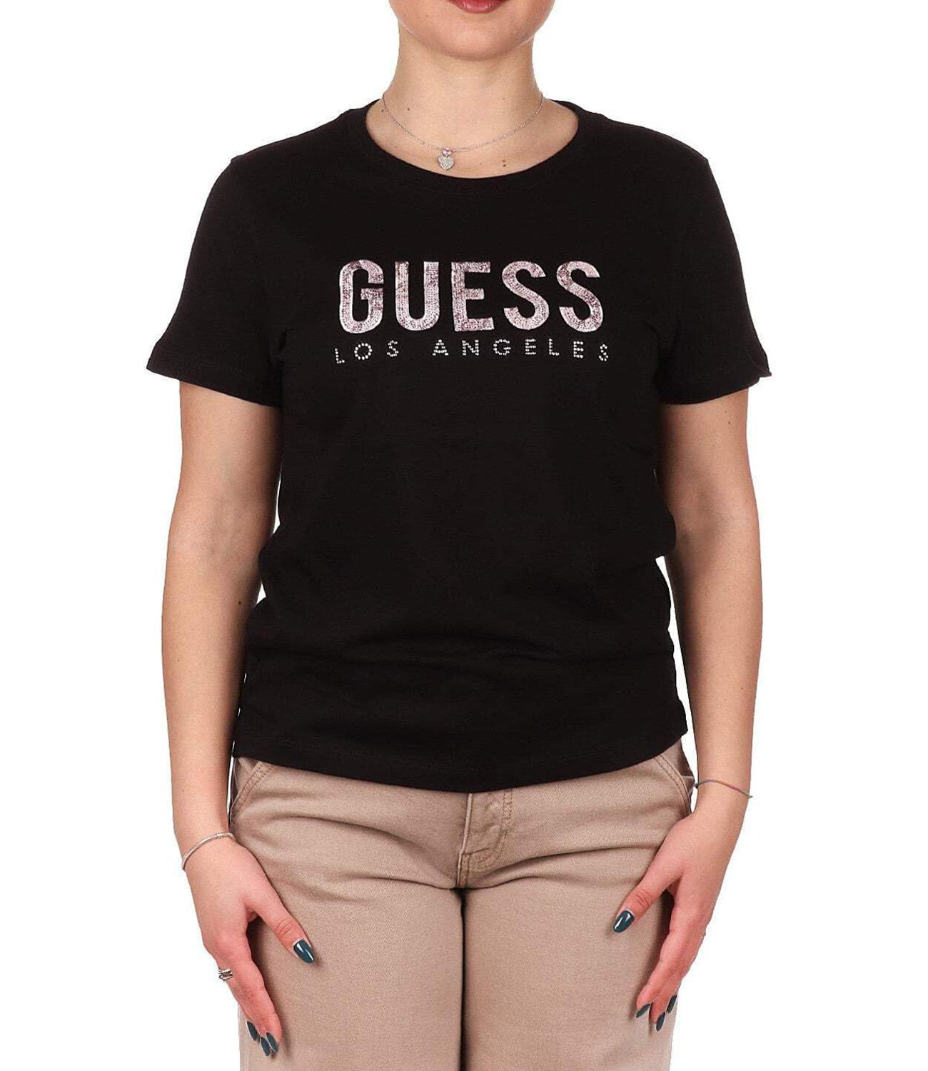 Guess T-shirt Donna Mod. W5RI19 I3Z14 JBLK Nero