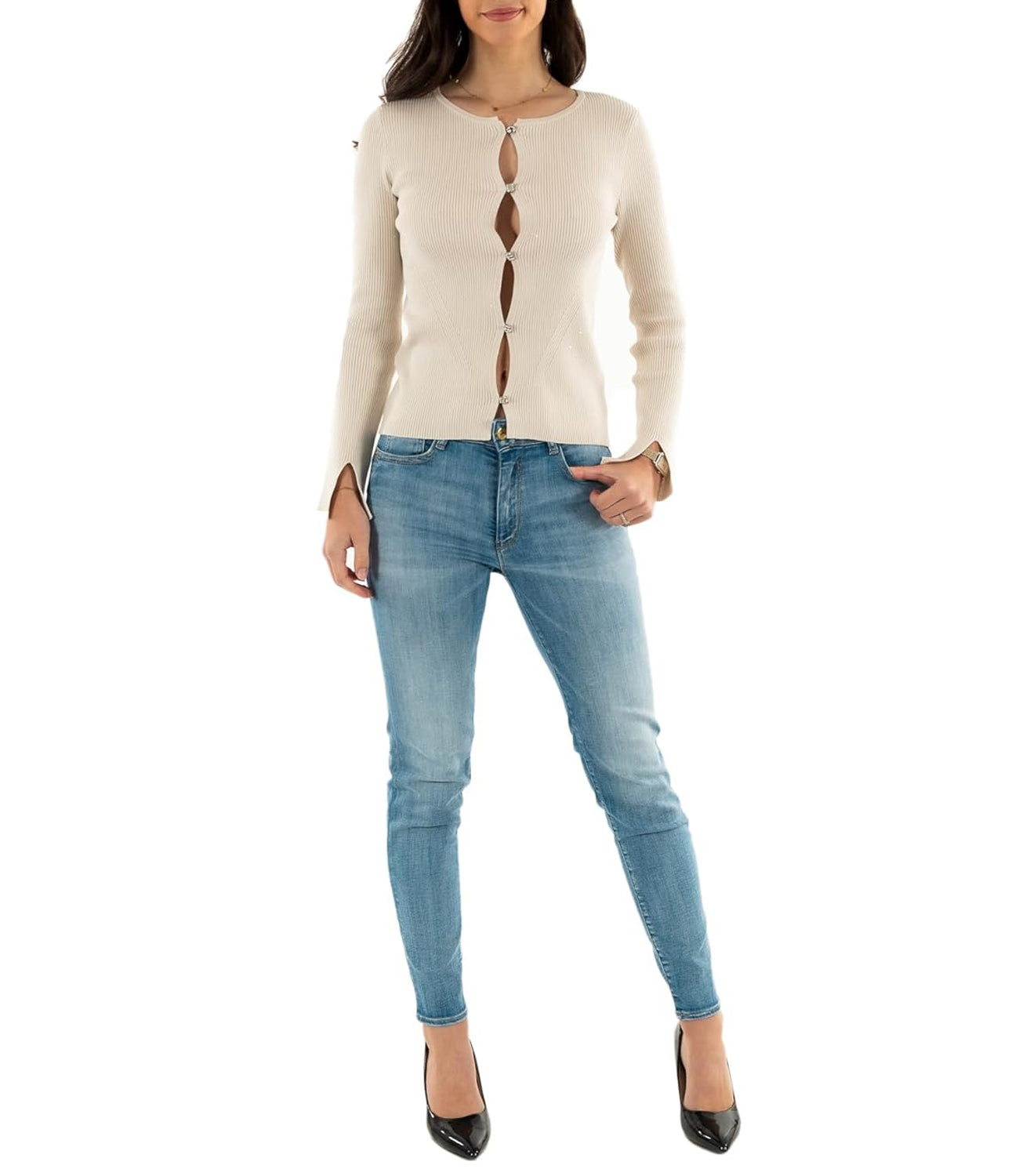 Guess Cardigan Donna Mod. W5RR17 Z34O0 G9L9 Panna Avorio