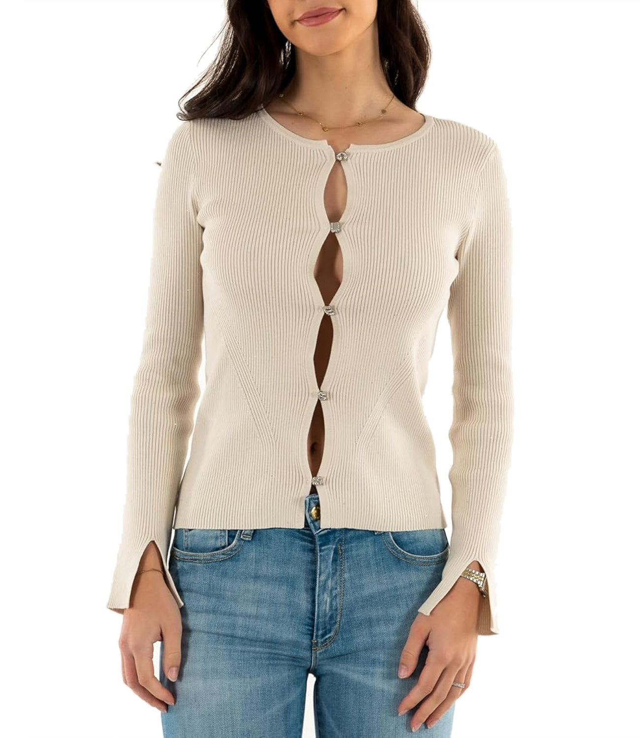 Guess Cardigan Donna Mod. W5RR17 Z34O0 G9L9 Panna Avorio