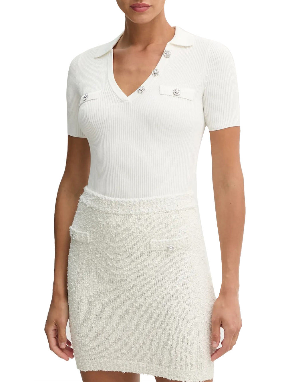 Maglia Guess Paula Paula da Donna - Bianco