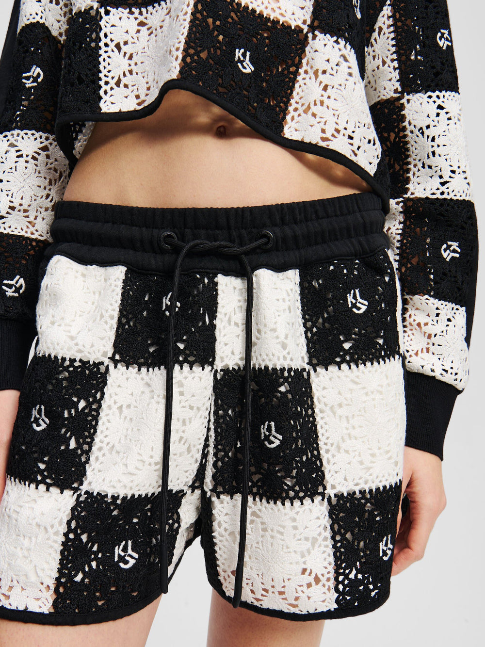 Shorts Sportivi Karl Lagerfeld da Donna - Bianco Nero
