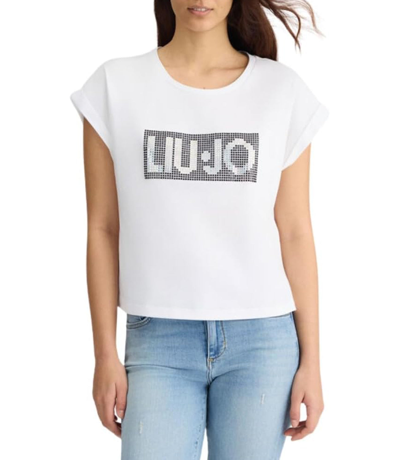 Liu Jo Liu Jo T-shirt Ecs T-Shirt Moda S/M Donna Mod. VA5151 JS923 N9240 Bco/Strass Bicolor