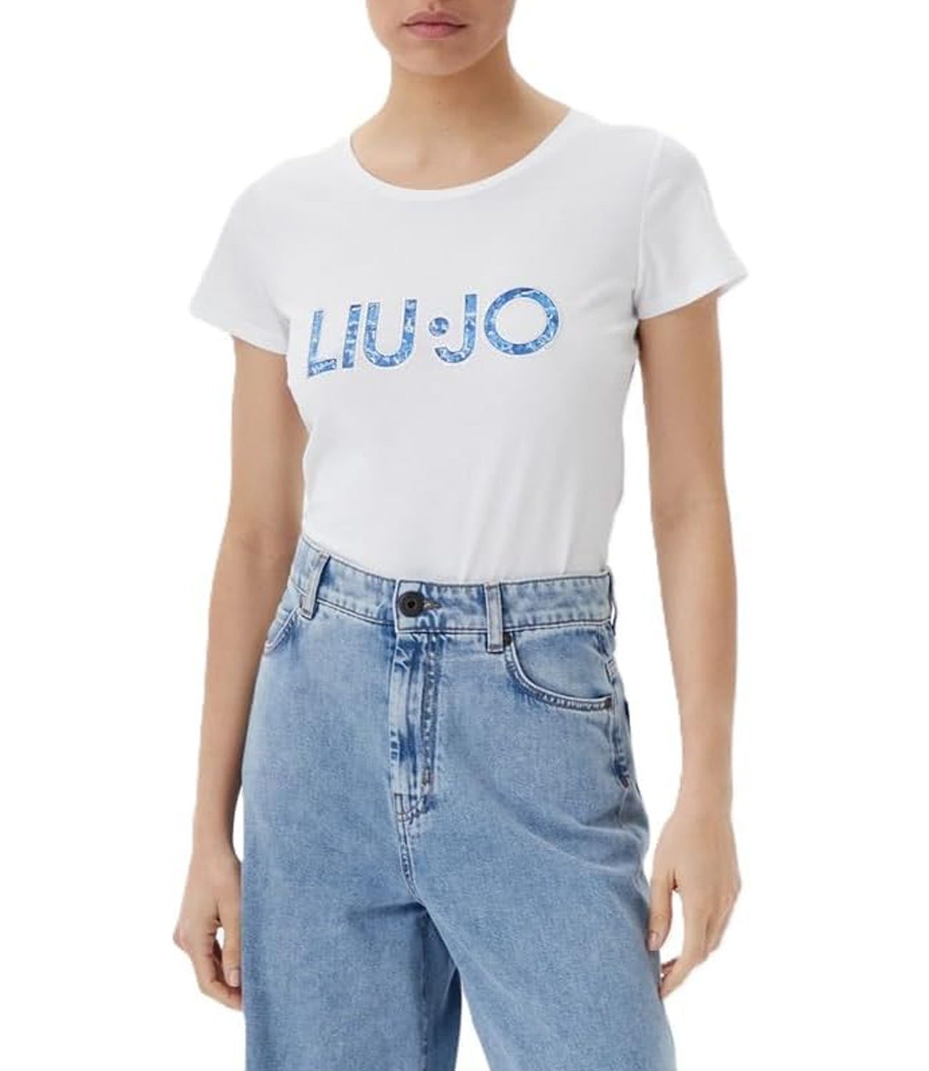 Liu Jo Liu Jo T-shirt Ecs T-Shirt Basica M/C Donna Mod. VA5154 JS003 09P55 Bianco/Jeans