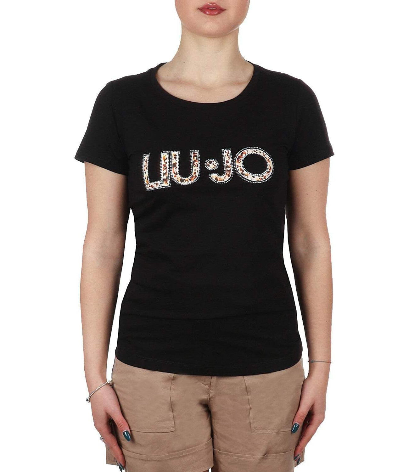 Liu Jo Liu Jo T-shirt Ecs Basica Maniche Corte Donna Mod. VA5154 JS003 M9330 Nero/Anim.Rouge