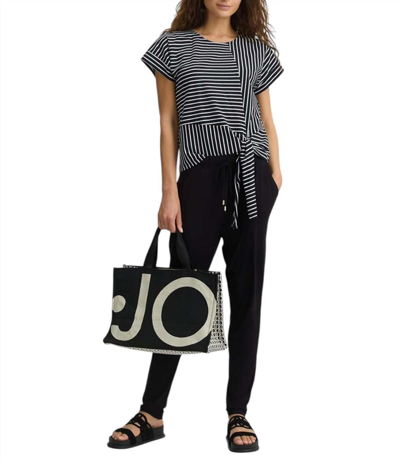 Liu Jo Liu Jo T-shirt T-Shirt Basica M/C Donna Mod. VA5182 J4909 M9173 Nero/Riga Sn.White