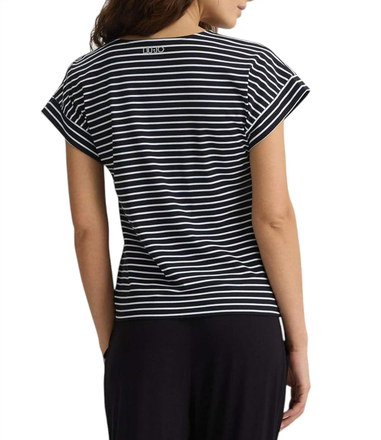 Liu Jo Liu Jo T-shirt T-Shirt Basica M/C Donna Mod. VA5182 J4909 M9173 Nero/Riga Sn.White