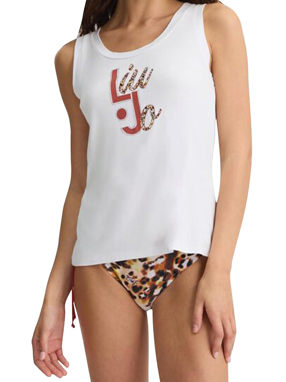 Liu Jo Liu Jo T-shirt Ecs Basica Senza Maniche Donna Mod. VA5195 JS360 M9664 Bianco/Animal Rouge