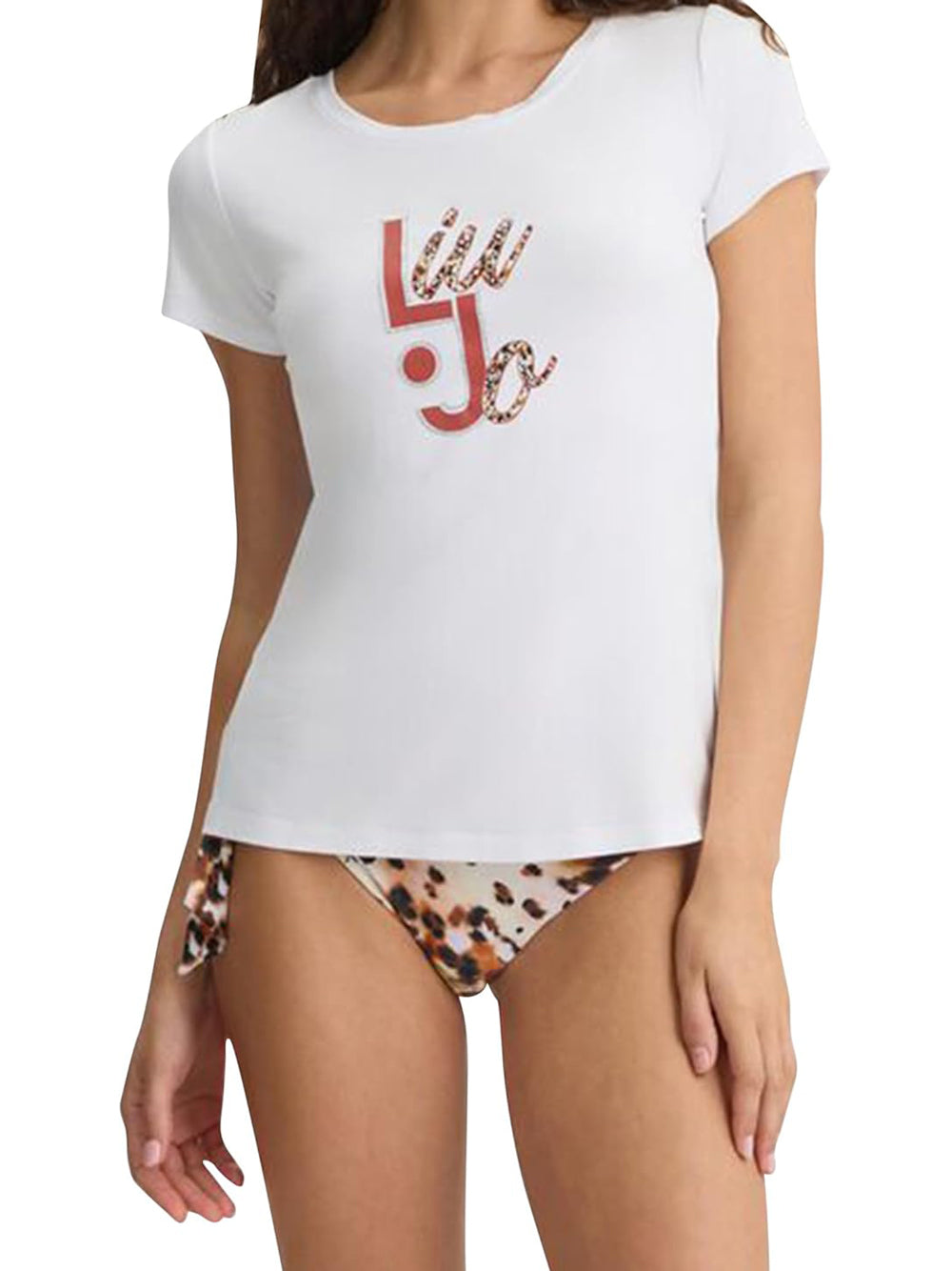 Liu Jo Liu Jo T-shirt Ecs St/P Mezze Maniche Donna Mod. VA5226 JS360 M9664 Bianco/Animal Rouge