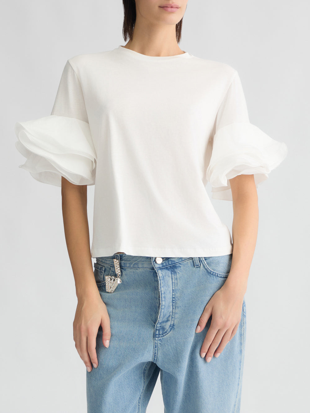 T-shirt Liu Jo con Volant da Donna - Bianco