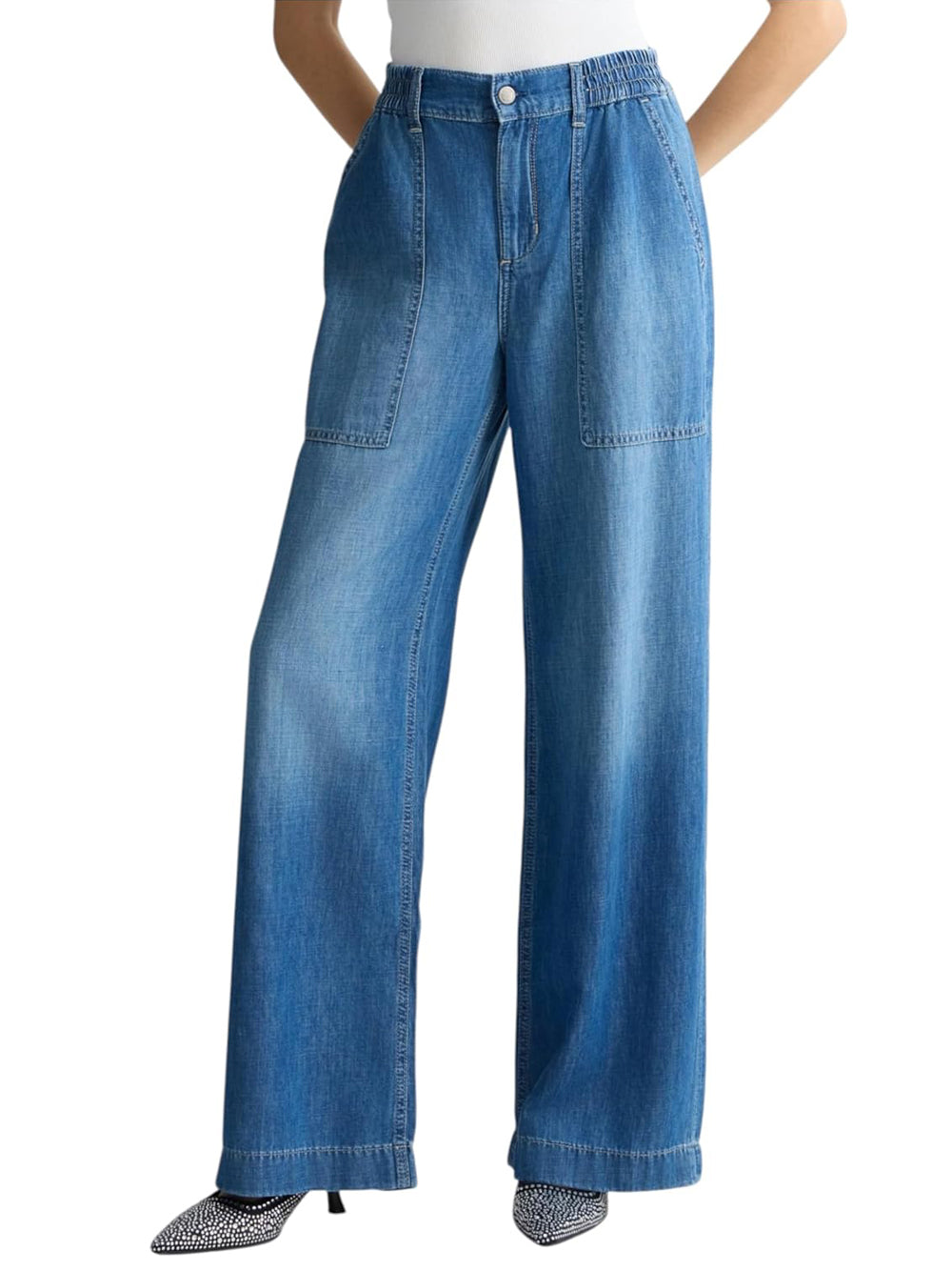 Liu Jo Liu Jo Jeans Authentic Cargo Elastic Reg.W. Donna Mod. UA5235 D0233 78853 Den.Blu Dk.Work Wash