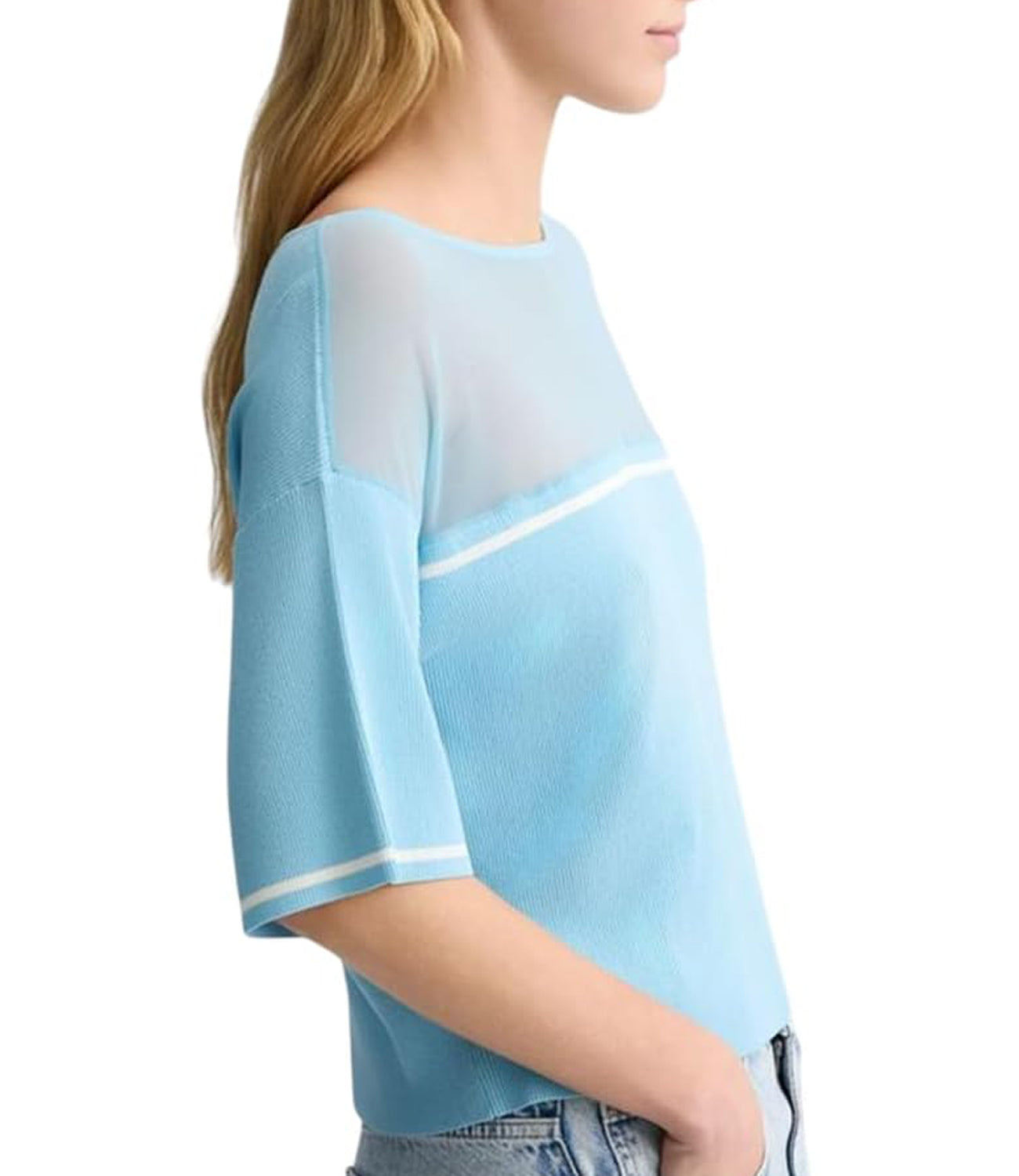 Liu Jo Liu Jo Maglia Ecs Maglia Chiusa M/C Donna Mod. TA5098 MS027 C3597 Crystal Blue/Wh.Milk